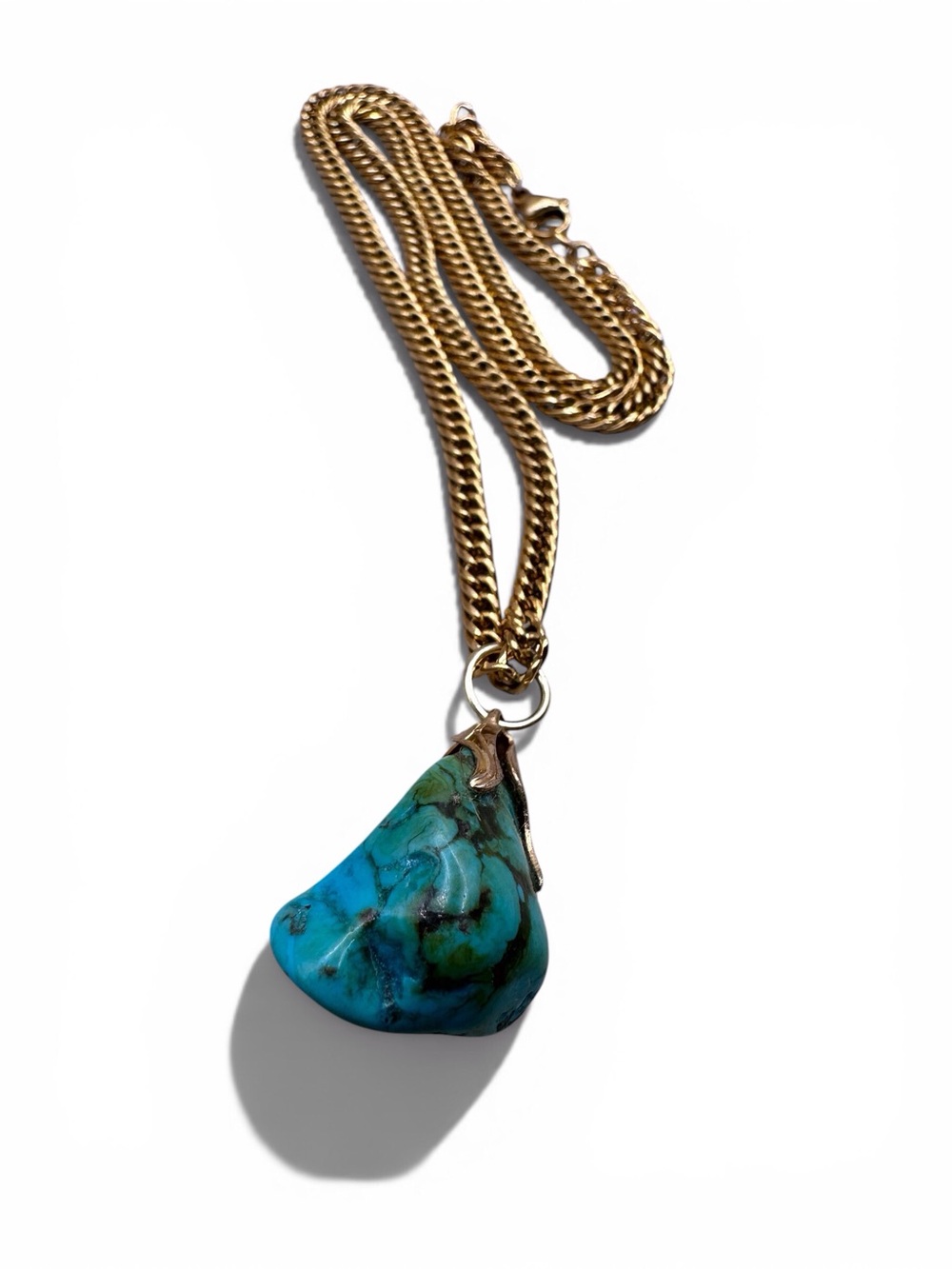 Gold Chain Necklace with Turquoise Pendant